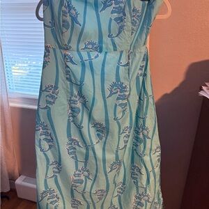 Lilly Pulitzer Turquoise Seahorse Strapless Dress